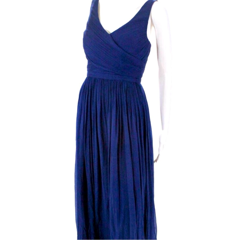J Crew Silk Navy Blue Gown Dress 8